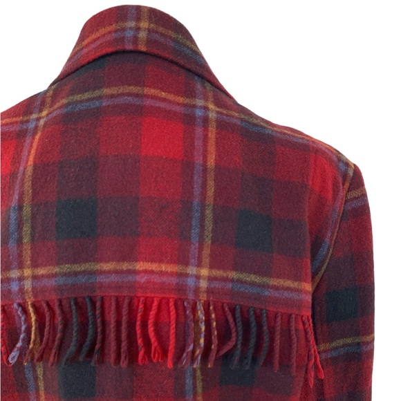 Vintage Elements by Spiegel Plaid Wool Jacket with Fringe - Picture 5 of 7